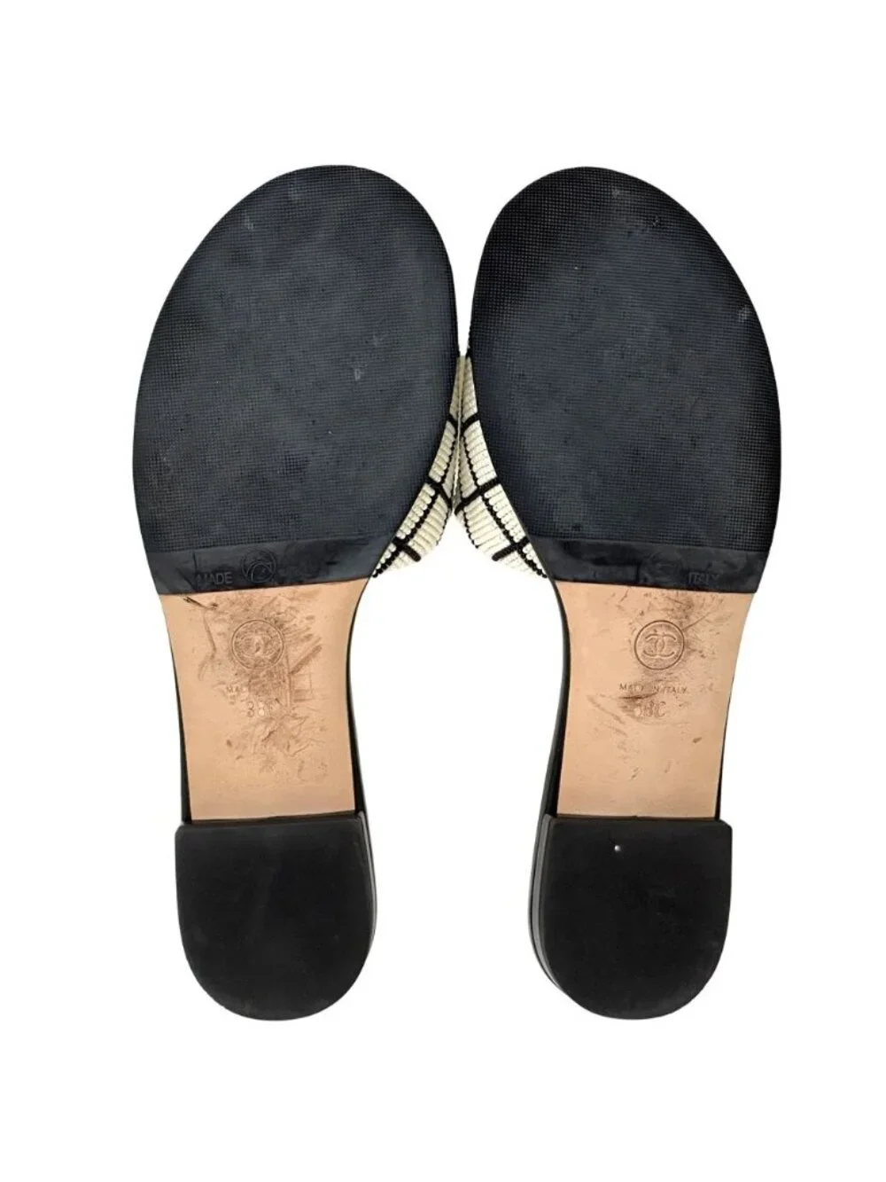 Chanel Sandals CC Logo Beads White Black 38 Summer - Picture 6 of 14